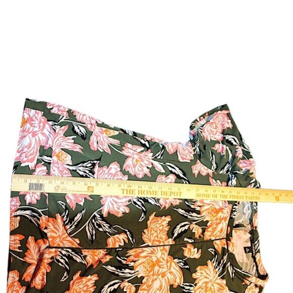Roz & Ali XL Floral Knit Top Olive Green Coral Cap Sleeve Plus Size Summer - Picture 7 of 8